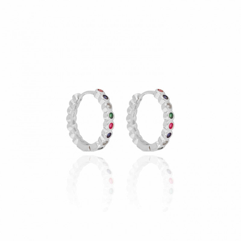 Brinco Argola Pedras Zircônias Coloridas Tamanho G