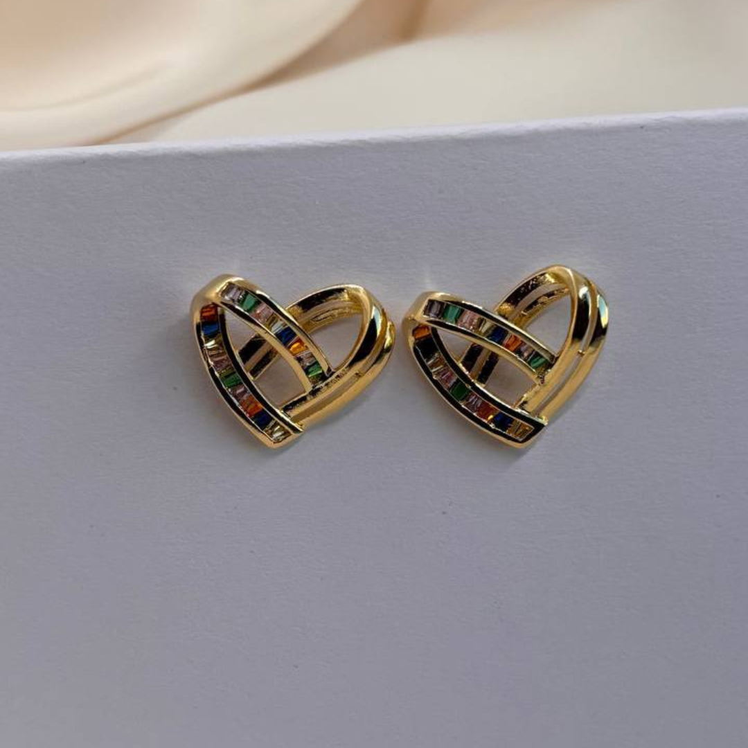 Heart-Shaped Zirconia Earrings