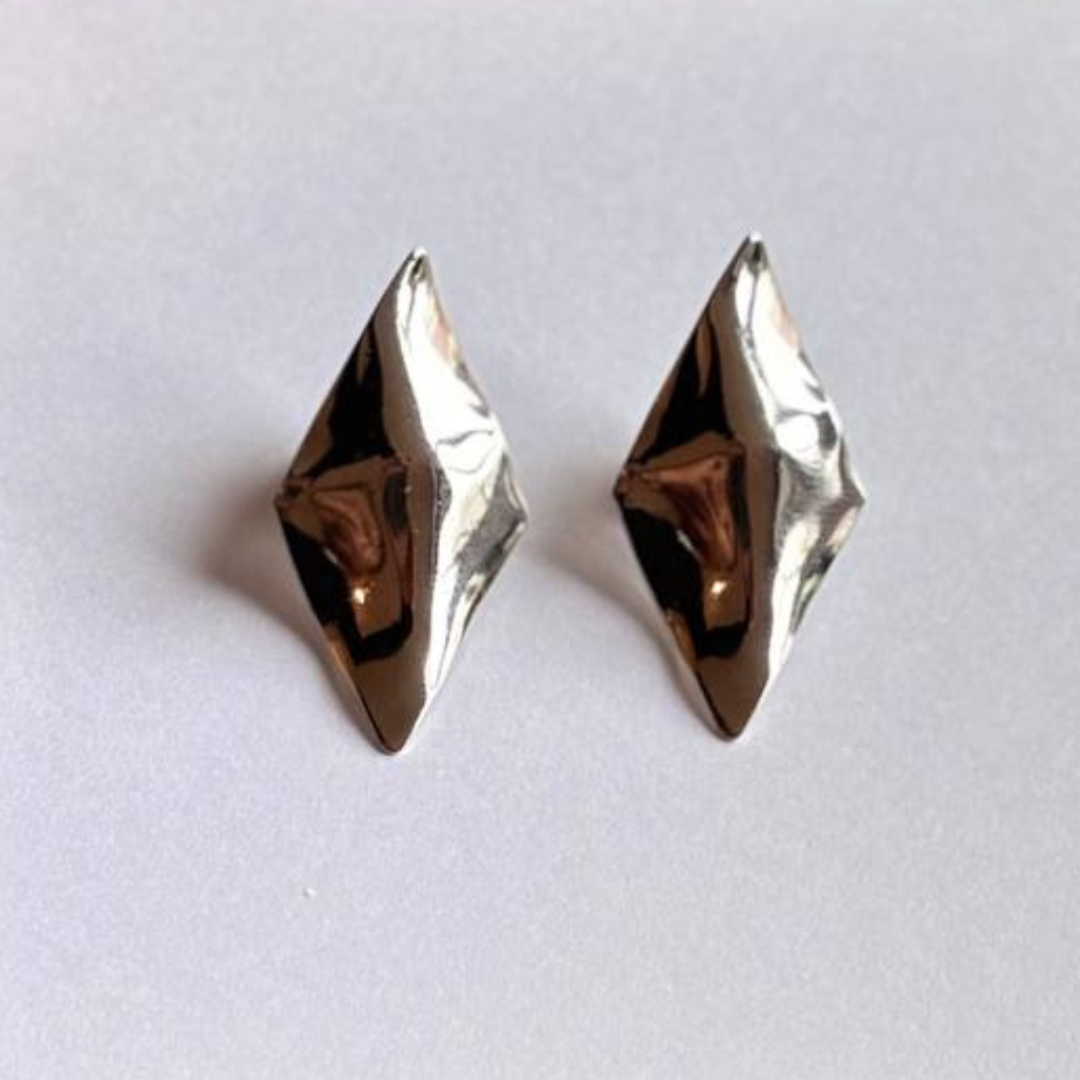 Hammered Diamond-Shaped Earrings