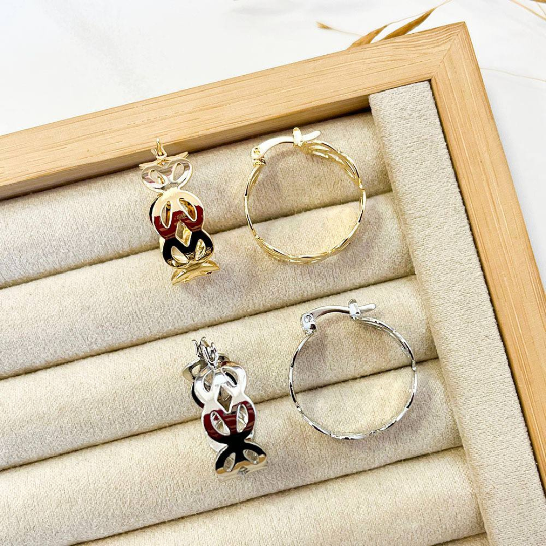 Medium Hoop Earrings with Cutout Details
