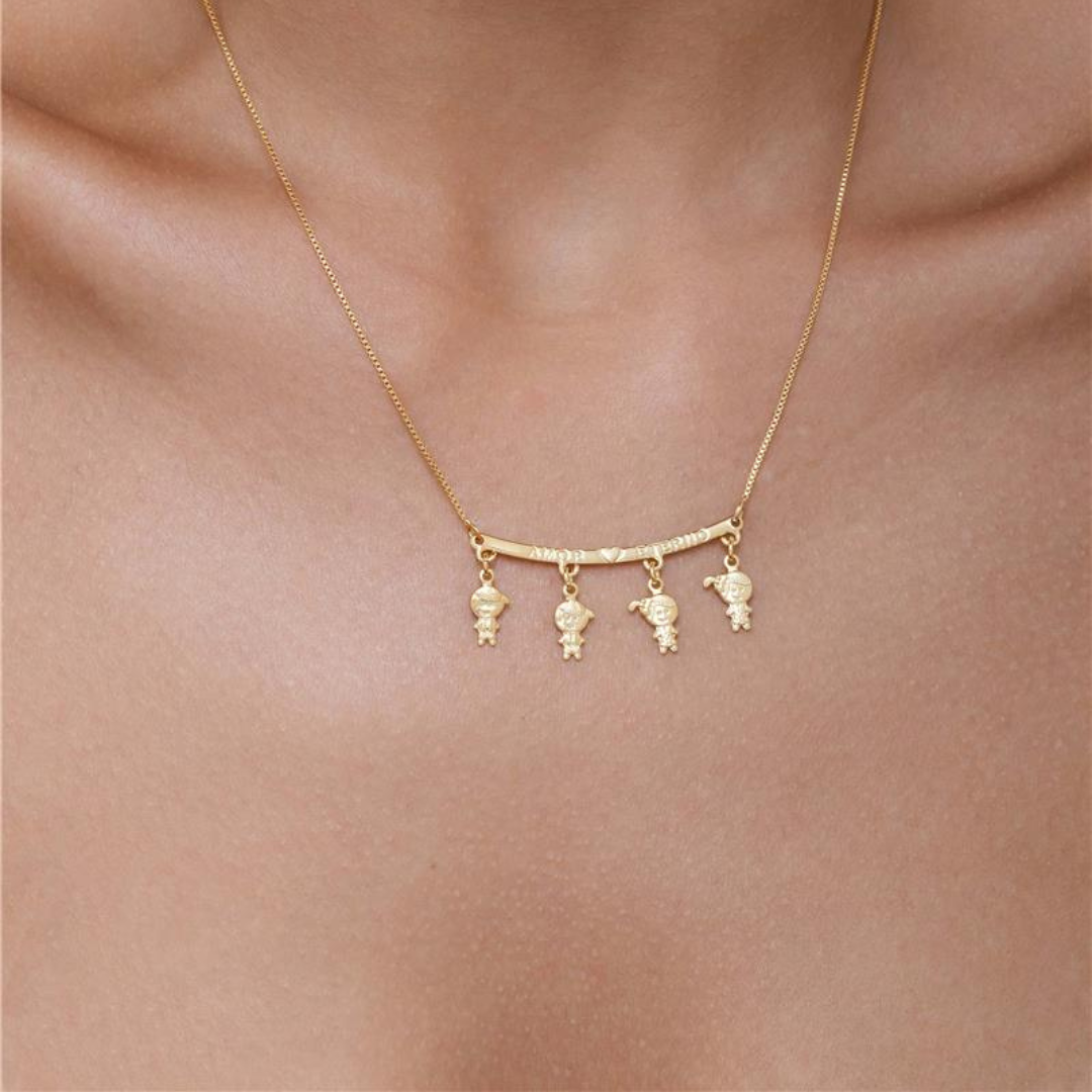 Colar Filhos duas meninas e dois meninos liso