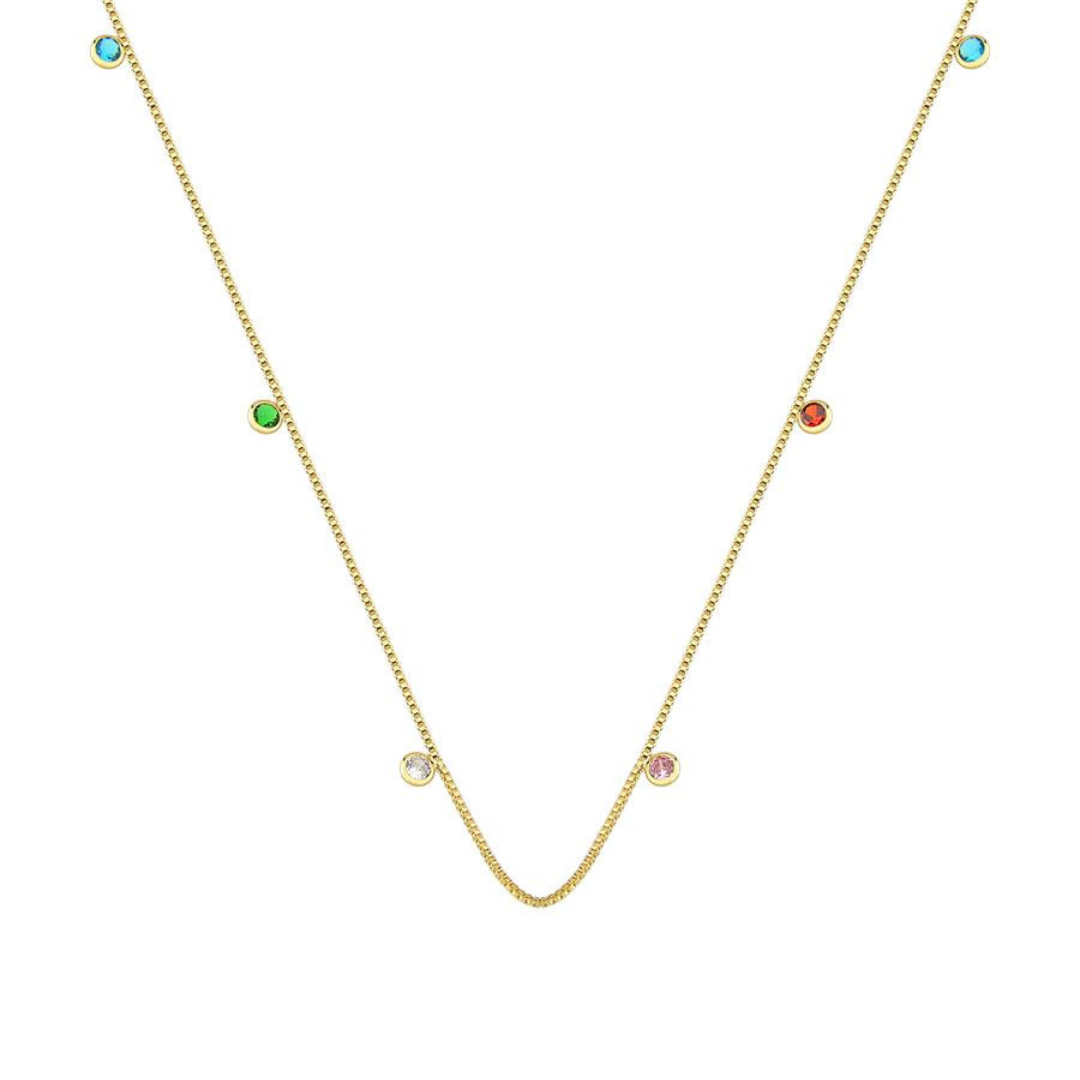 Long Necklace with Colorful Zirconia Stones