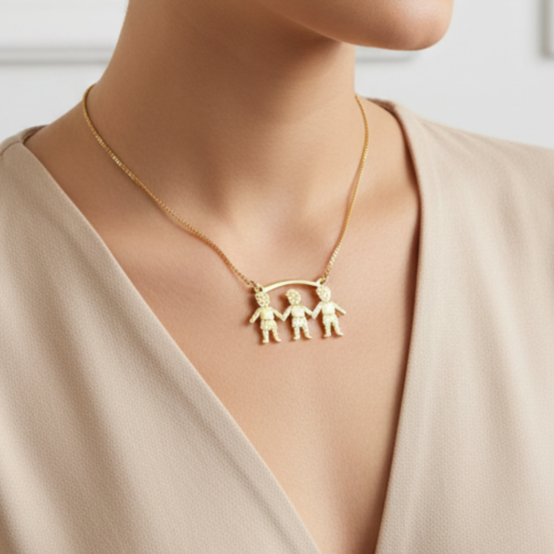 Triple Boys Pendant Necklace