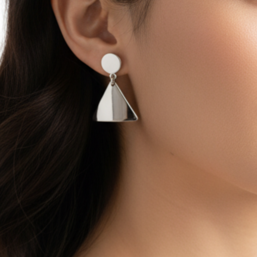 Round and Triangle Drop Earrings