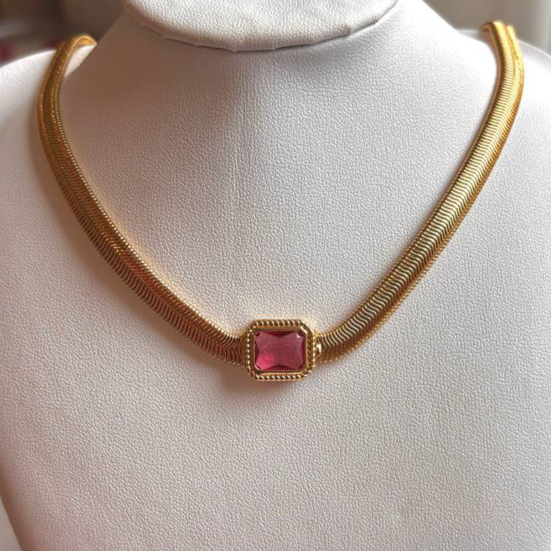 Choker malha com Pedra Rubi