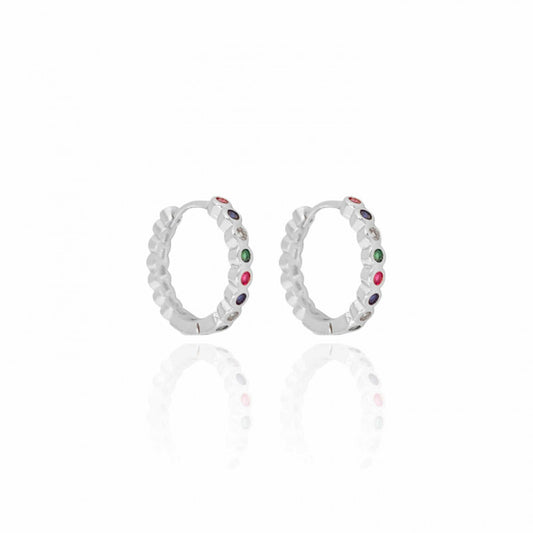 Brinco Argola Pedras Zircônias Coloridas Tamanho G