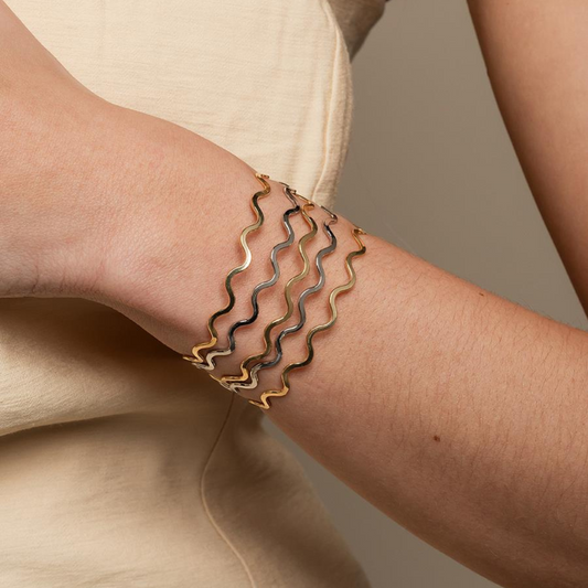 Meio Bracelete Aro Ondulado Dupla