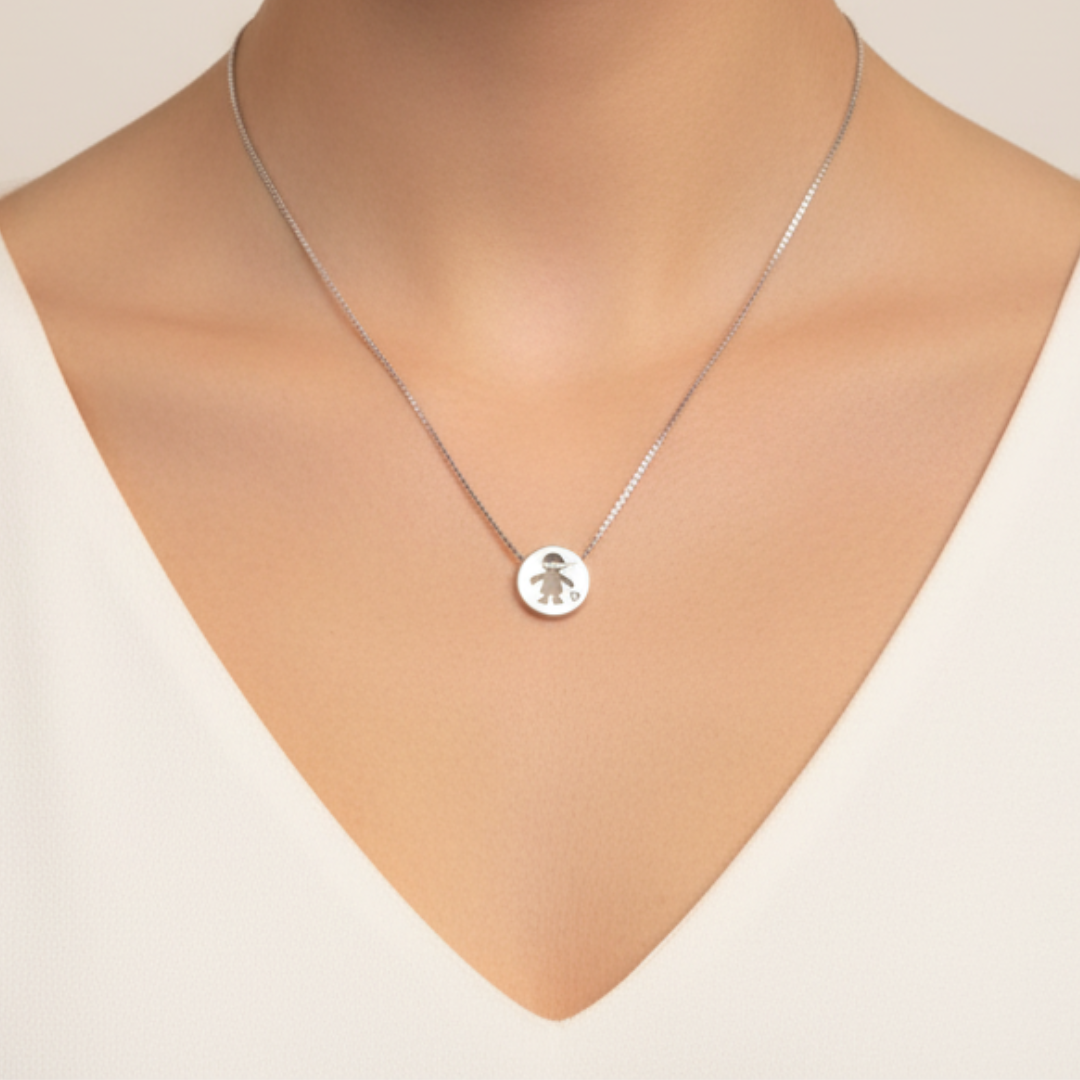 Round Pendant Necklace – Boy Cutout