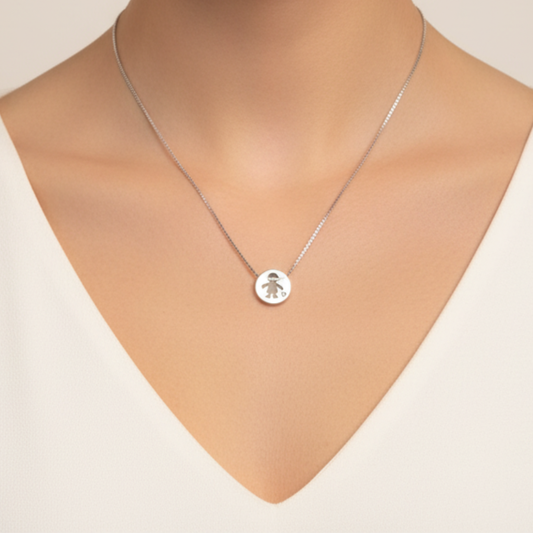 Round Pendant Necklace – Boy Cutout