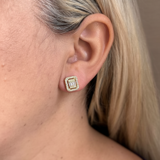 Square Zirconia Stud Earrings