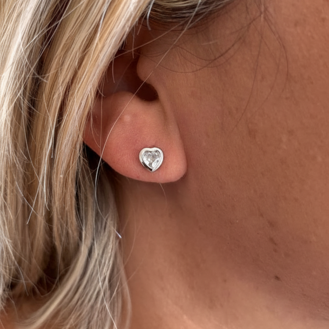 Heart-Shaped Zirconia Earrings