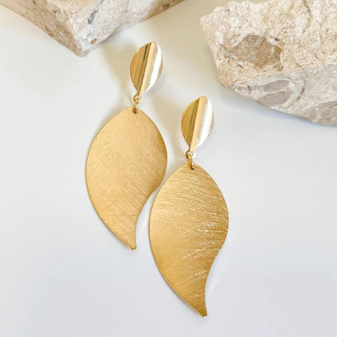 Textured Leaf Drop Earrings