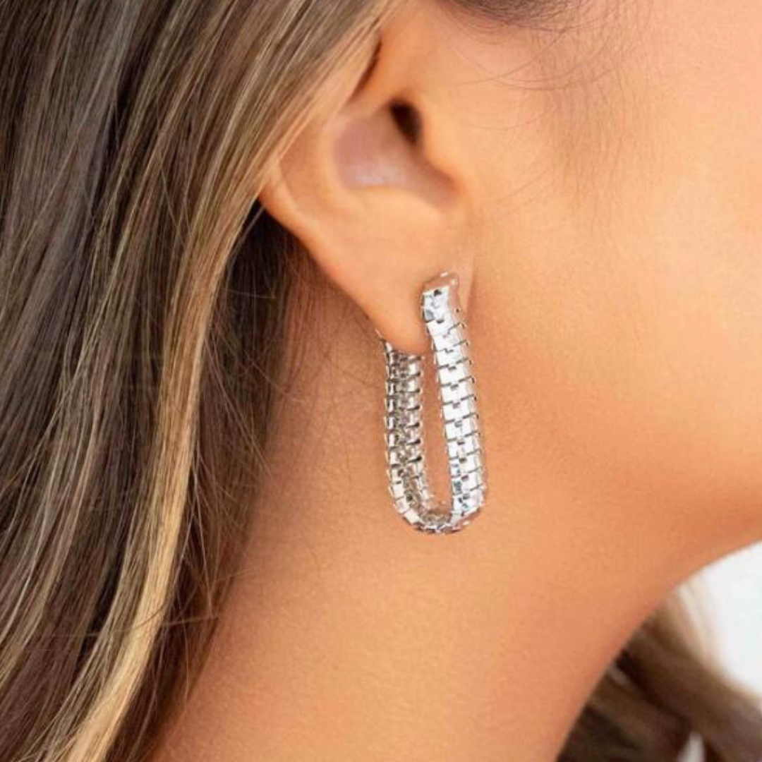 Textured Rectangular Hoop Earrings